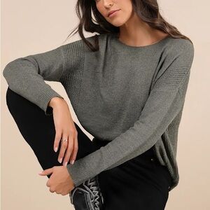 Positive Affirmations Olive Green Loose Knit Sweater